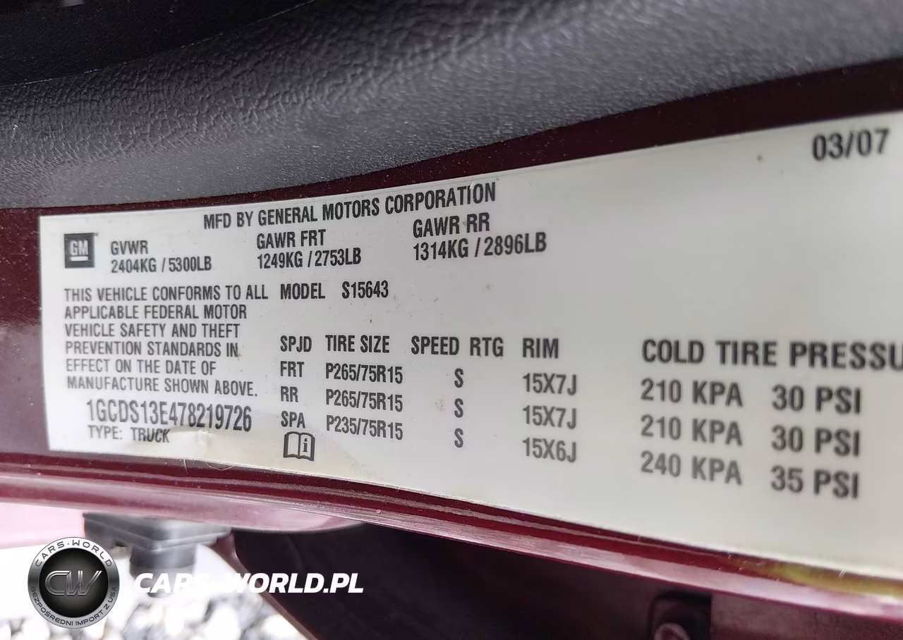 2007 Chevrolet Colorado Lt VIN:1GCDS13E478219726 - 9