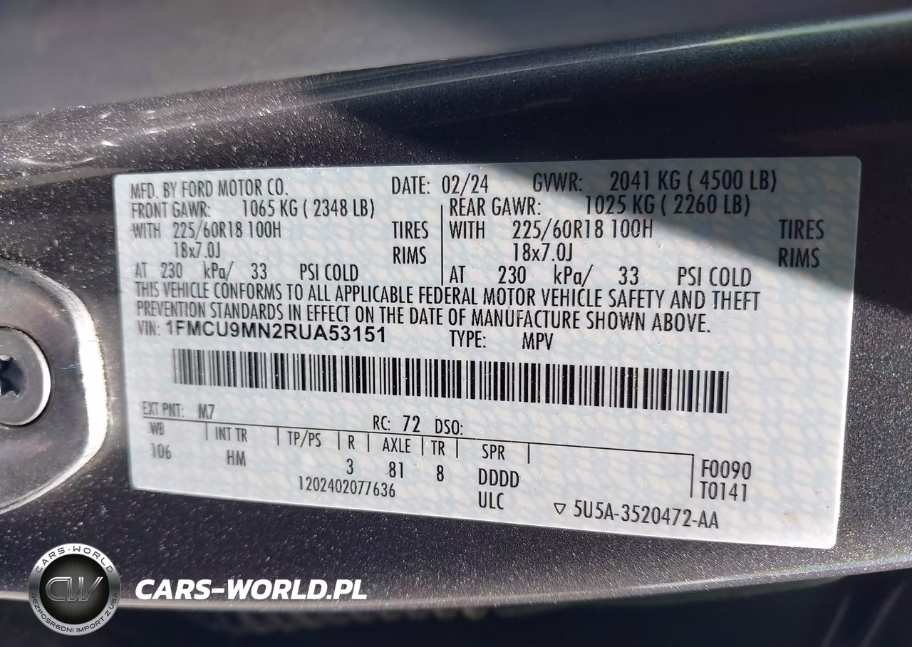 2024 Ford Escape St-Line VIN:1FMCU9MN2RUA53151 - 9