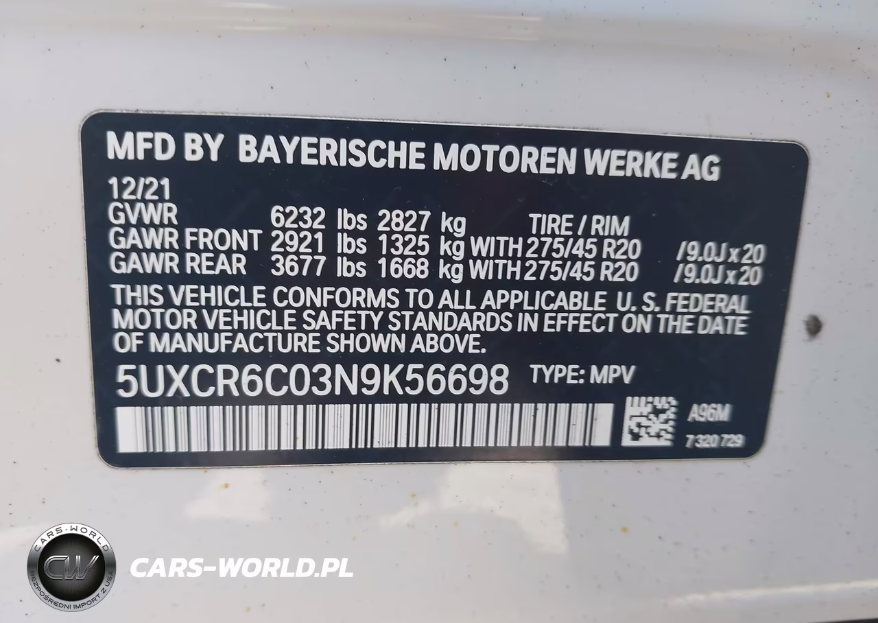 2022 BMW X5 xDrive40I VIN:5UXCR6C03N9K56698 - 9