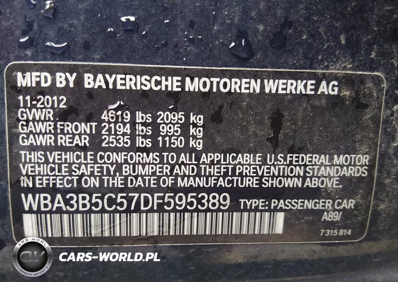 2013 BMW 328I xDrive VIN:WBA3B5C57DF595389 - 9