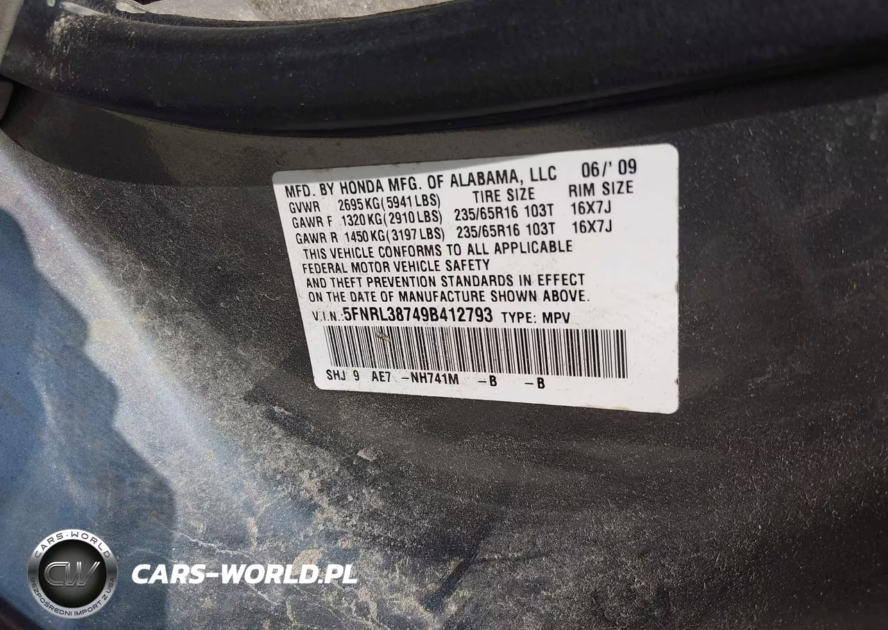 2009 Honda Odyssey Ex-L VIN:5FNRL38749B412793 - 9