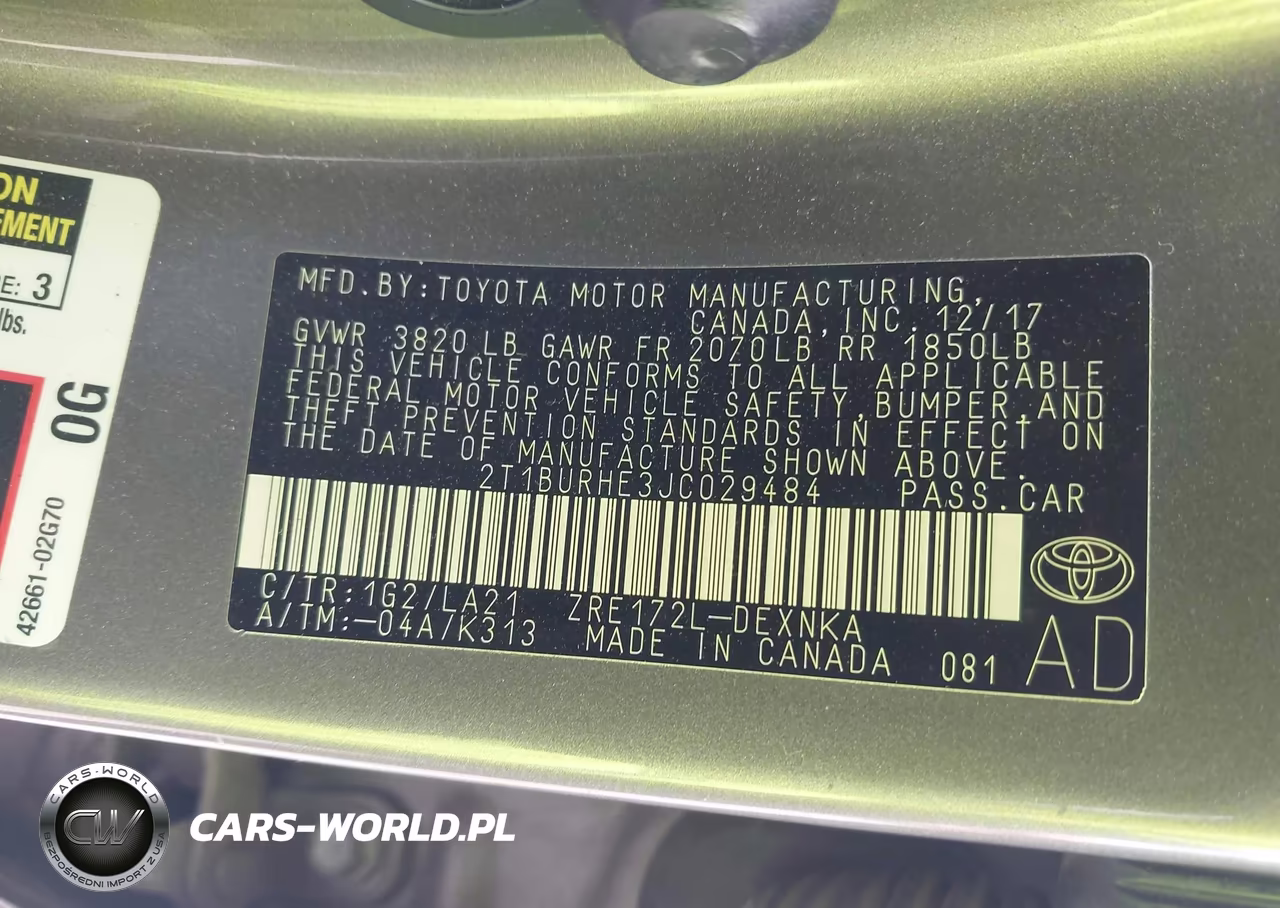 2018 Toyota Corolla Xle VIN:2T1BURHE3JC029484 - 9