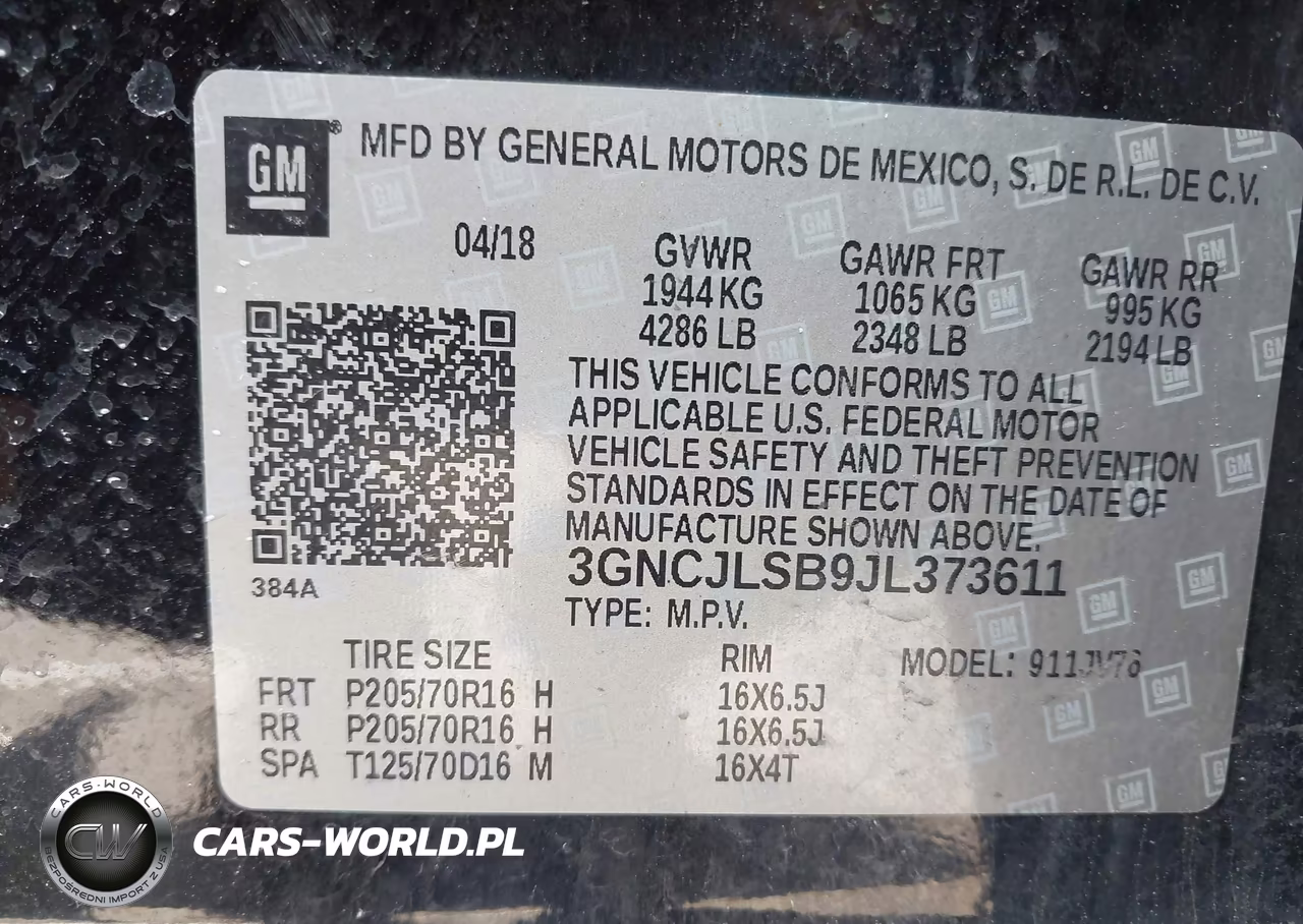 2018 Chevrolet Trax Lt VIN:3GNCJLSB9JL373611 - 9