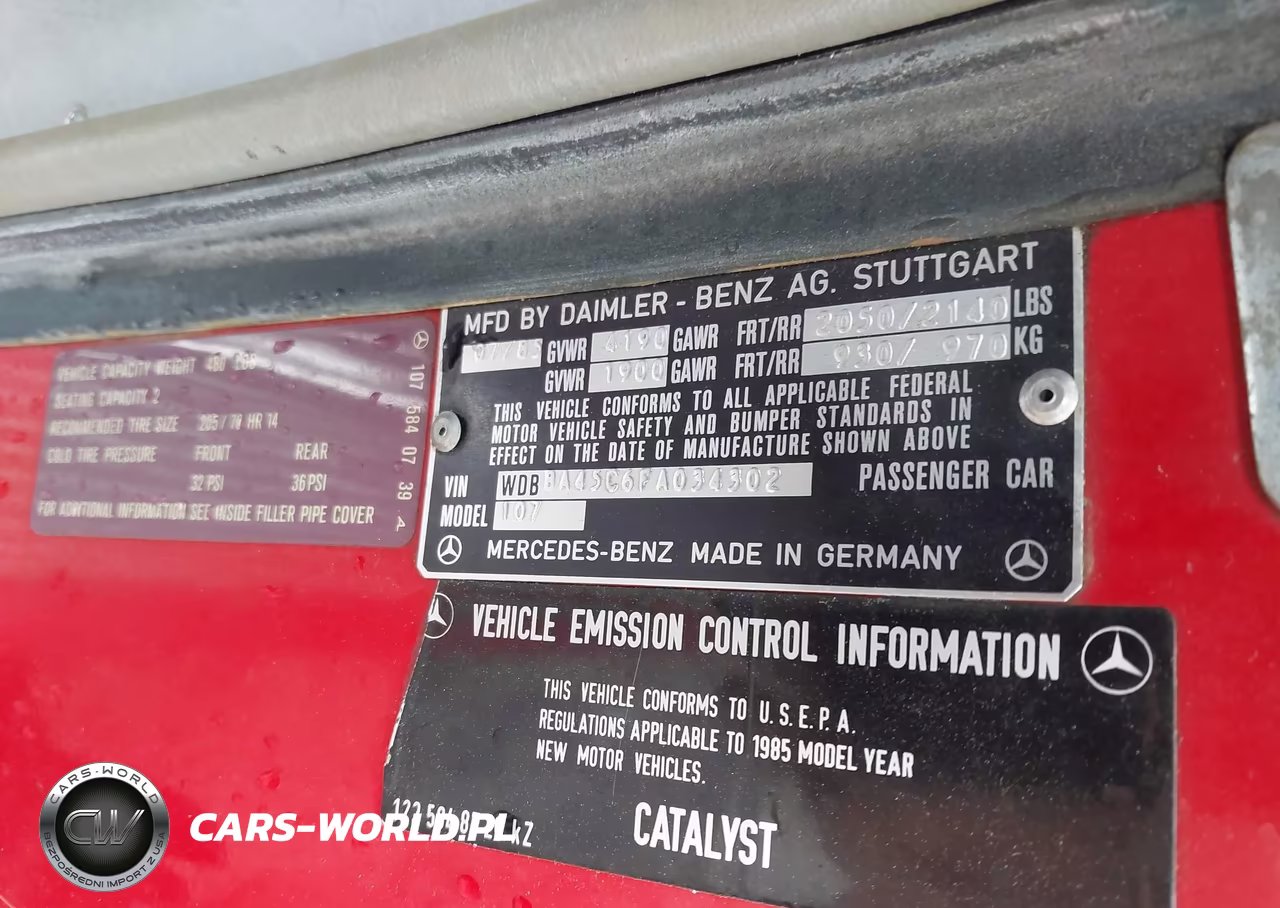 1985 Mercedes-Benz 380 Sl VIN:WDBBA45C6FA034302 - 9