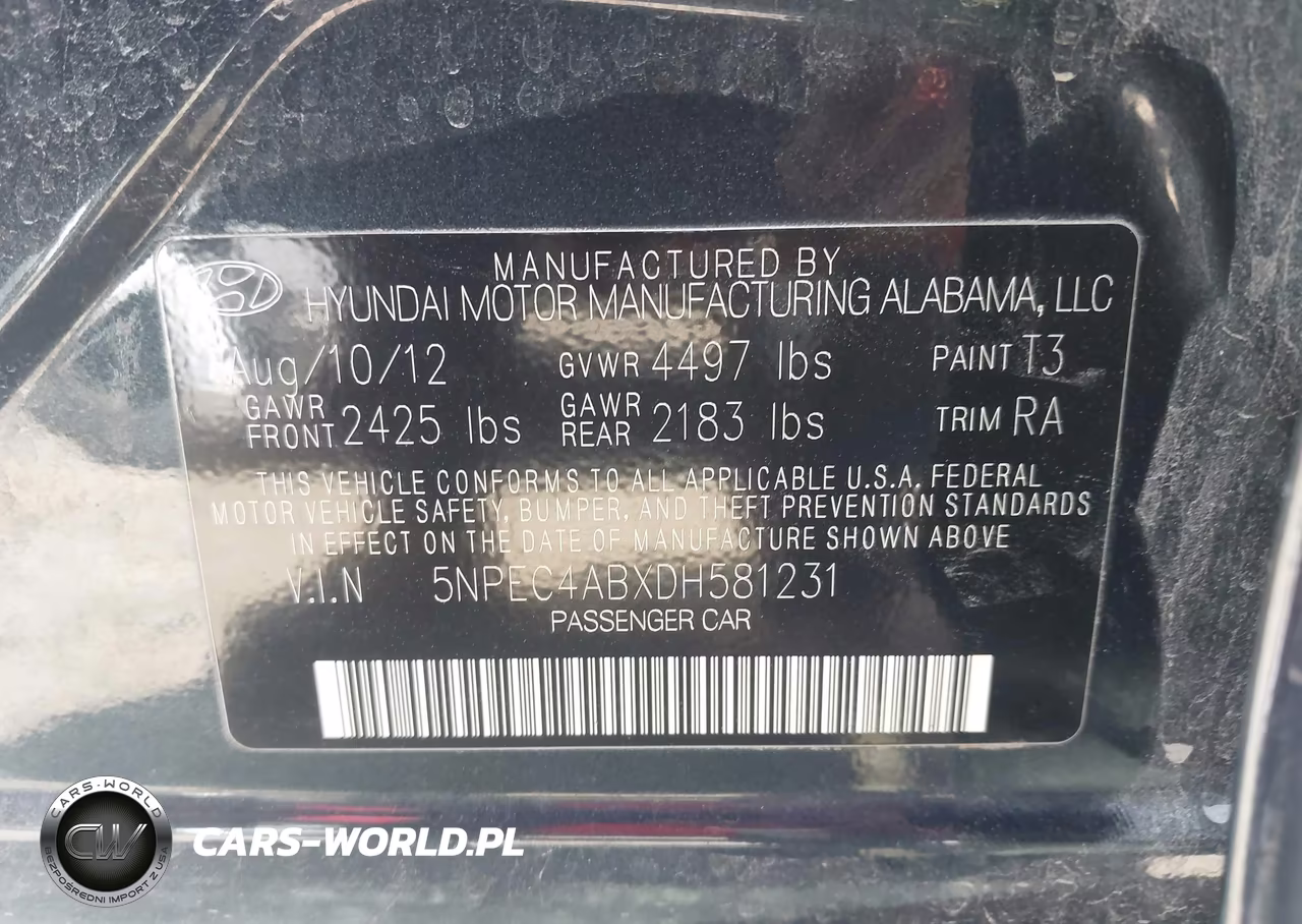 2013 Hyundai Sonata Se VIN:5NPEC4ABXDH581231 - 9