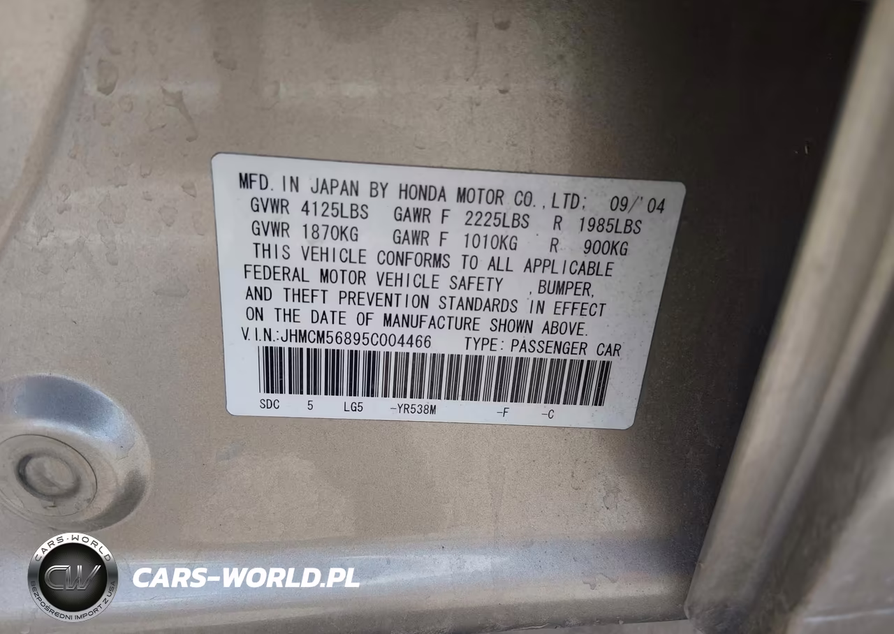 2005 Honda Accord 2.4 Ex VIN:JHMCM56895C004466 - 9