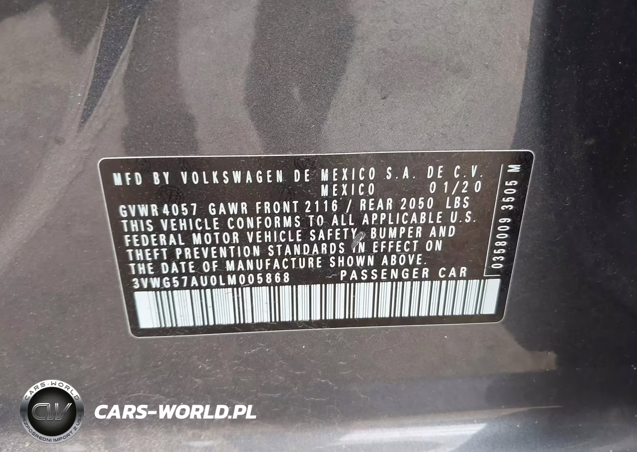 2020 Volkswagen Golf 1.4T Tsi VIN:3VWG57AU0LM005868 - 9