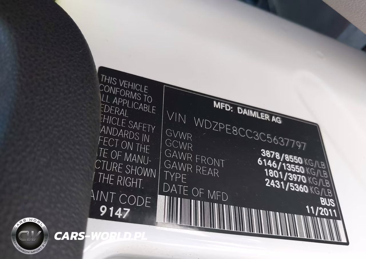 2012 Mercedes-Benz Sprinter 2500 High Roof VIN:WDZPE8CC3C5637797 - 9