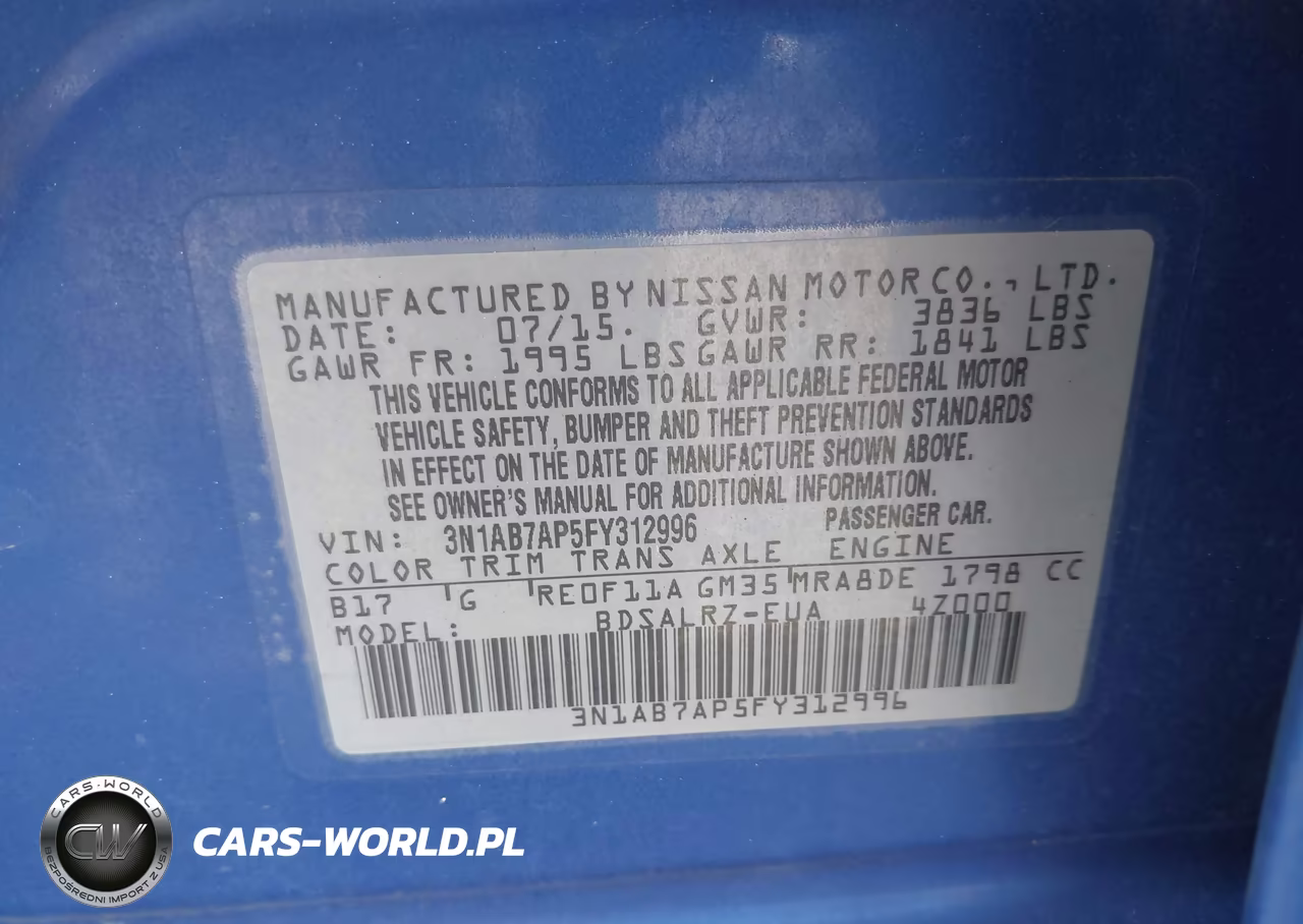 2015 Nissan Sentra Sr VIN:3N1AB7AP5FY312996 - 9