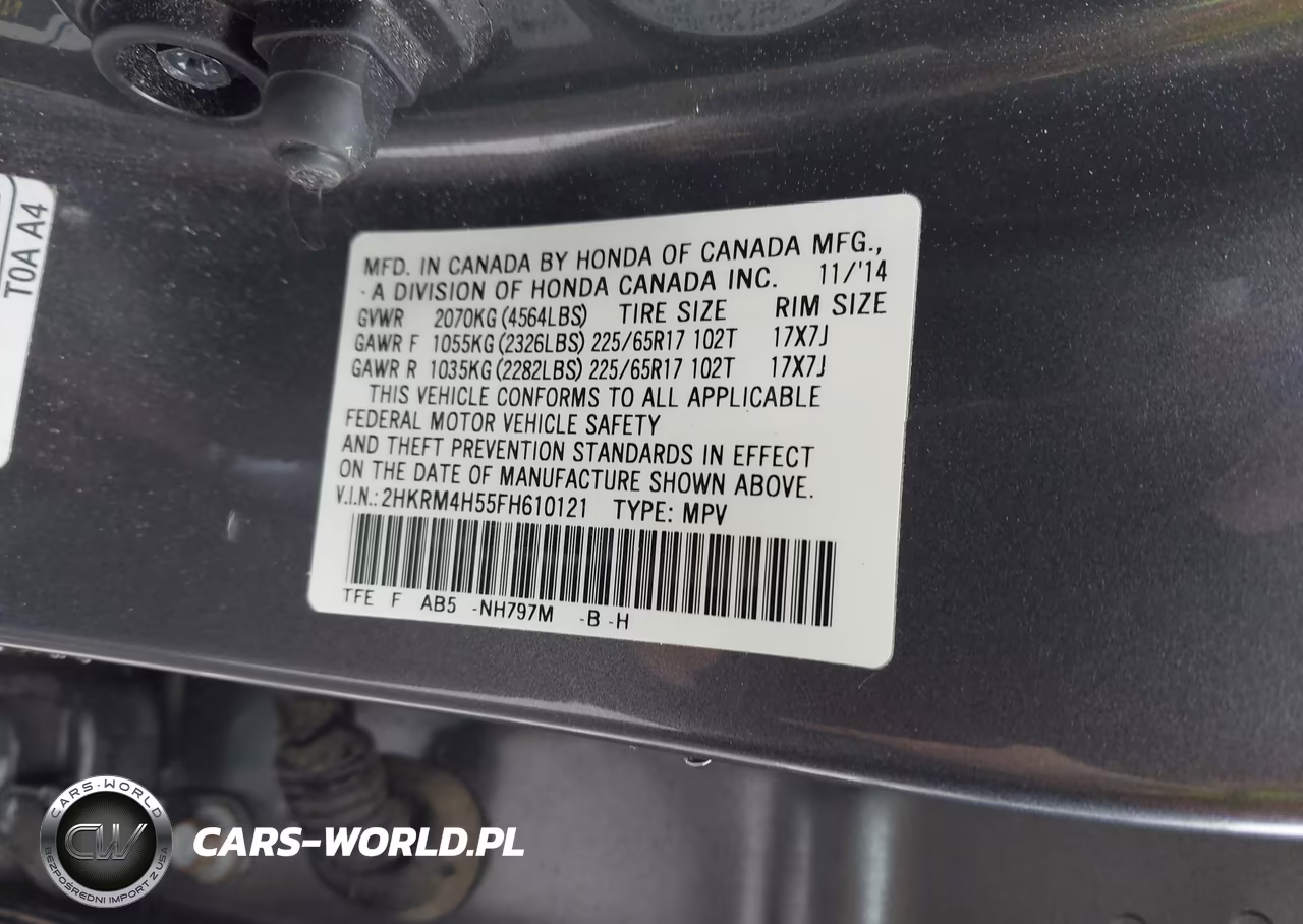 2015 Honda Cr-V Ex VIN:2HKRM4H55FH610121 - 9