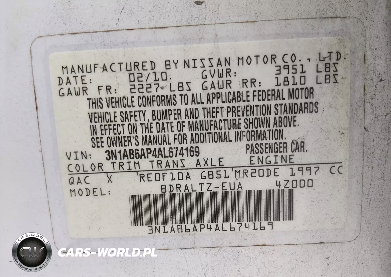 2010 Nissan Sentra 2.0Sr VIN:3N1AB6AP4AL674169 - 9