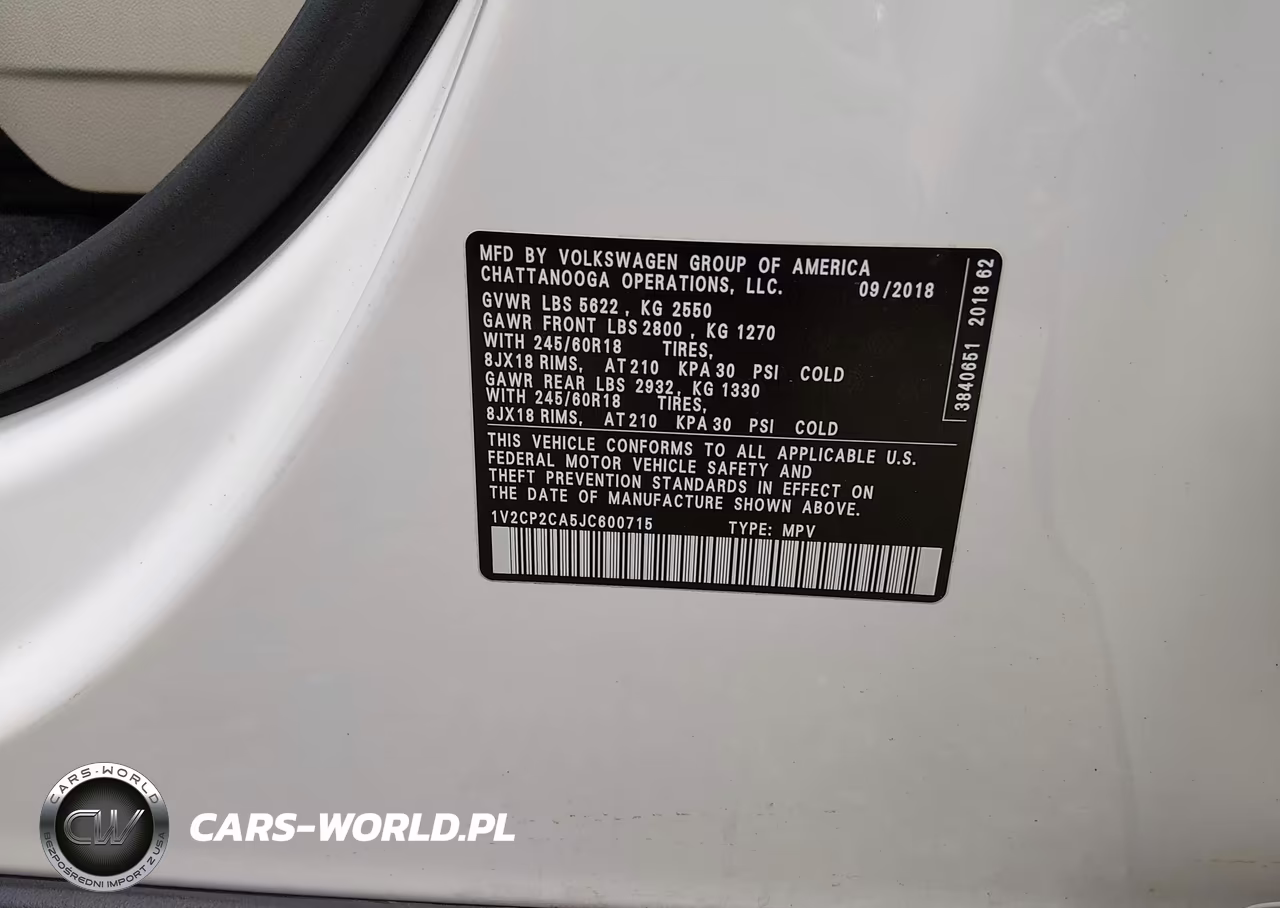 2018 Volkswagen Atlas 2.0T Se VIN:1V2CP2CA5JC600715 - 9