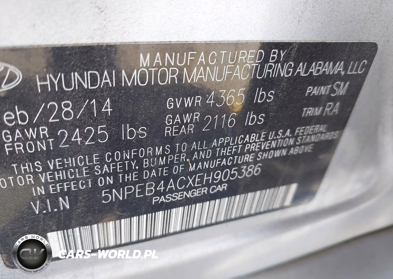2014 Hyundai Sonata Gls VIN:5NPEB4ACXEH905386 - 9