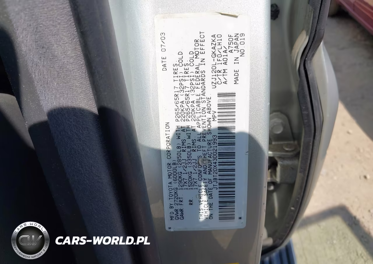 2003 Lexus Gx 470 VIN:JTJBT20X430021993 - 9
