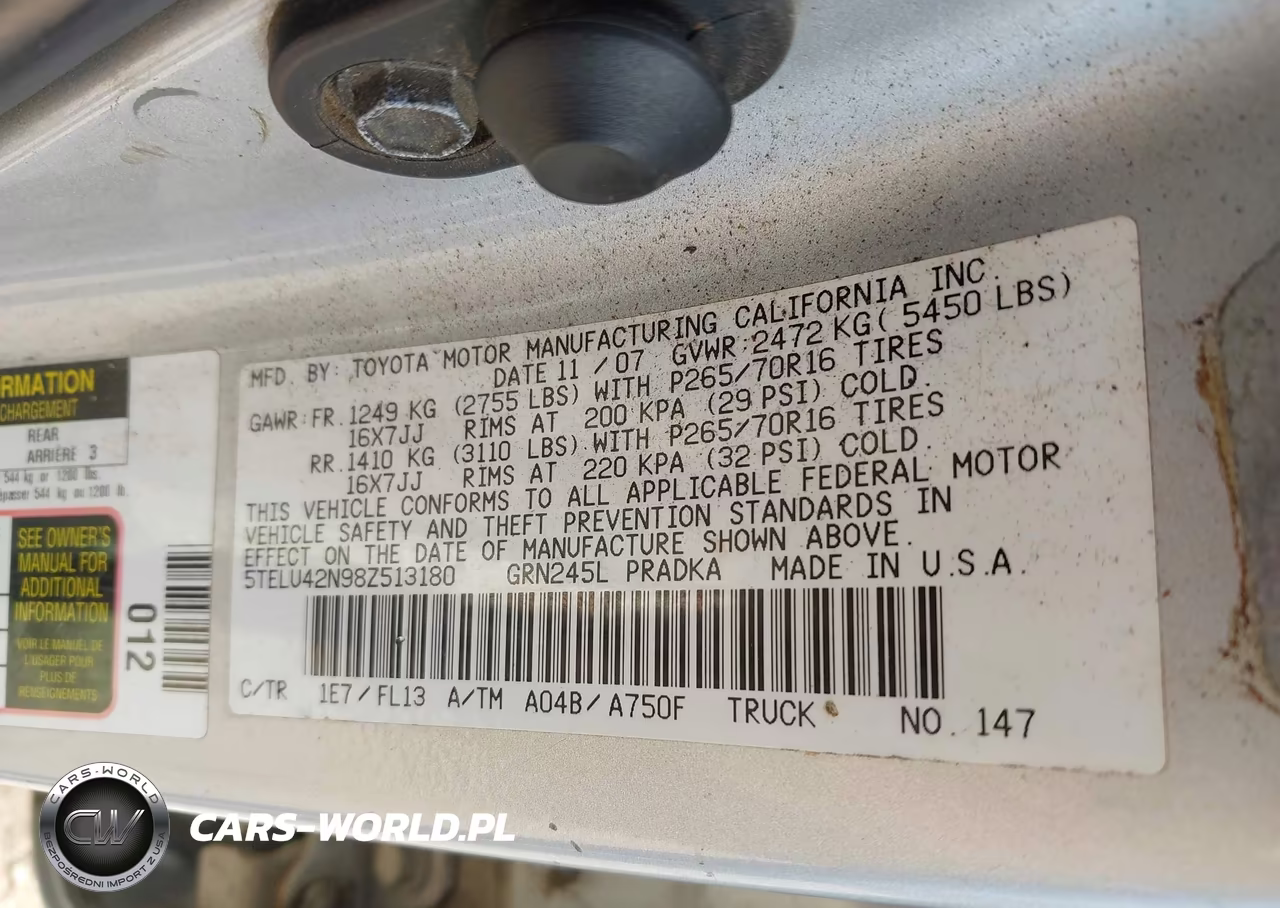 2008 Toyota Tacoma Base V6 VIN:5TELU42N98Z513180 - 9
