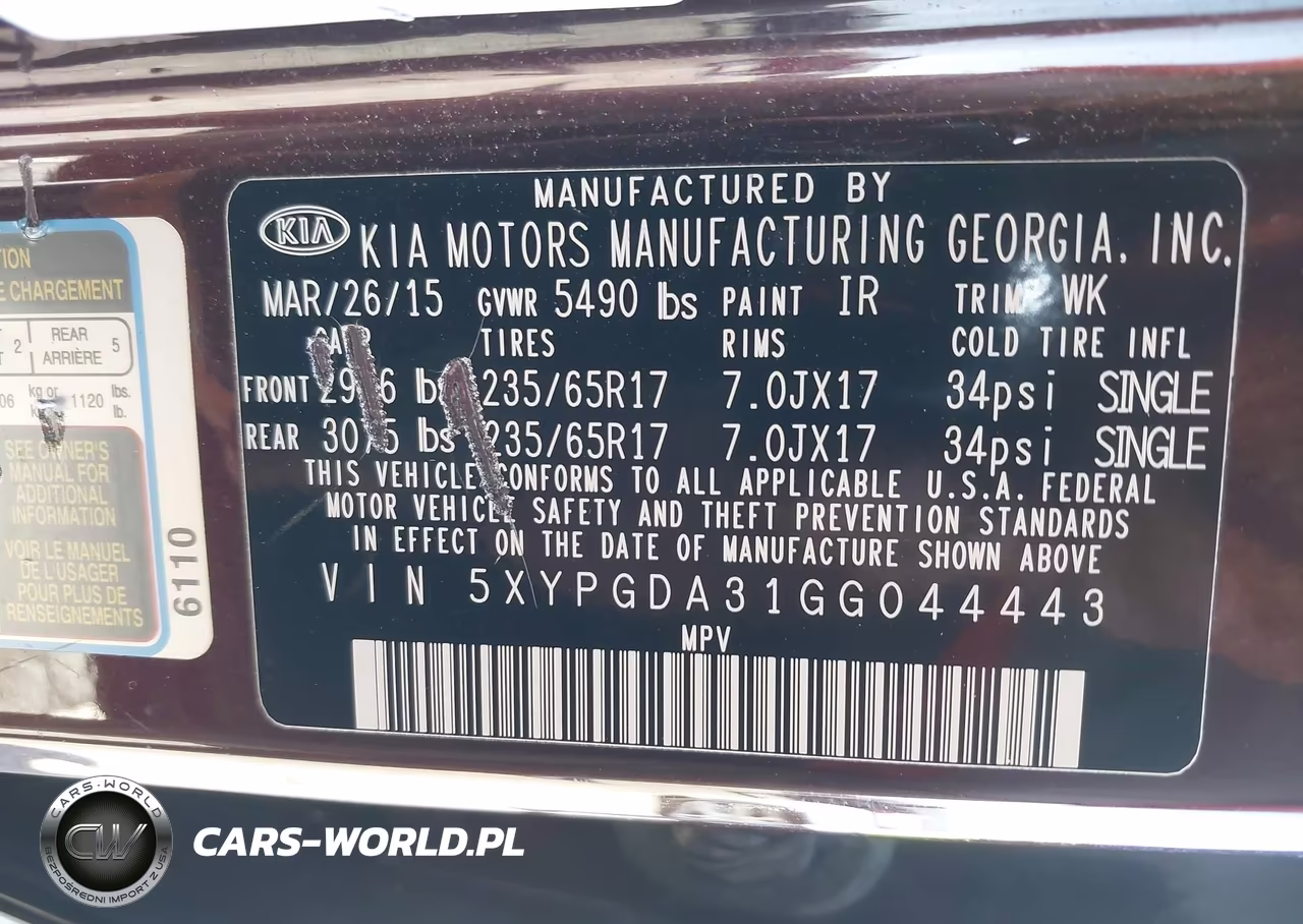 2016 Kia Sorento 2.4L Lx VIN:5XYPGDA31GG044443 - 9