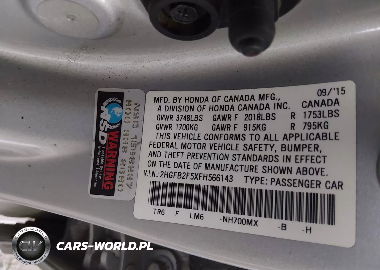 2015 Honda Civic Lx VIN:2HGFB2F5XFH566143 - 9