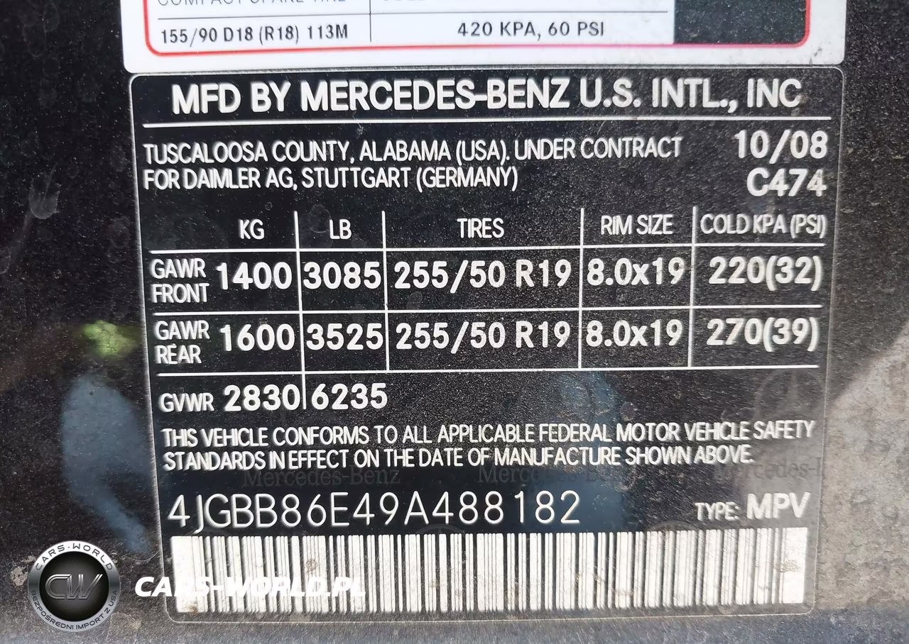 2009 Mercedes-Benz Ml 350 4Matic VIN:4JGBB86E49A488182 - 9