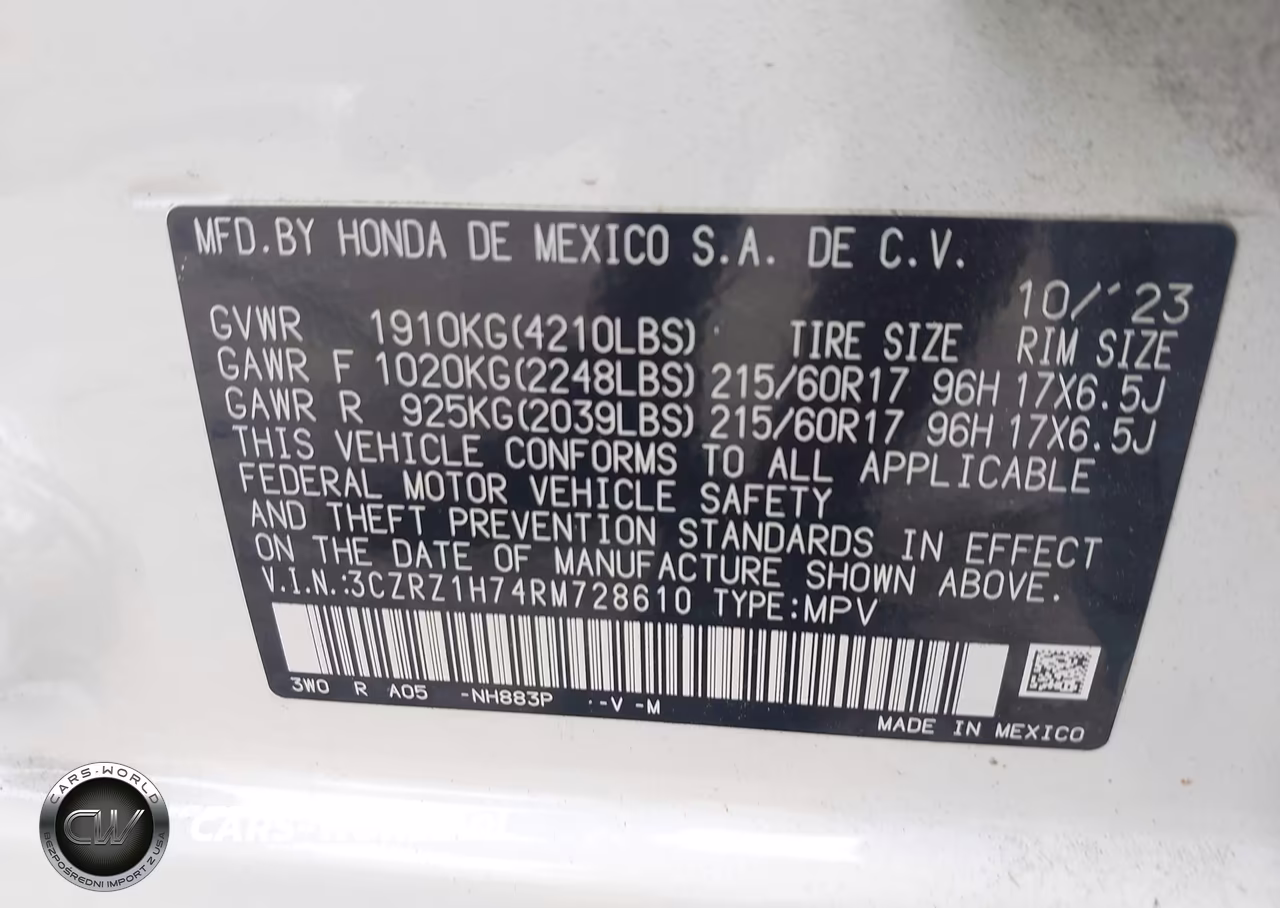 2024 Honda Hr-V 2Wd Ex-L-2Wd Ex-L W-O Bsi VIN:3CZRZ1H74RM728610 - 9