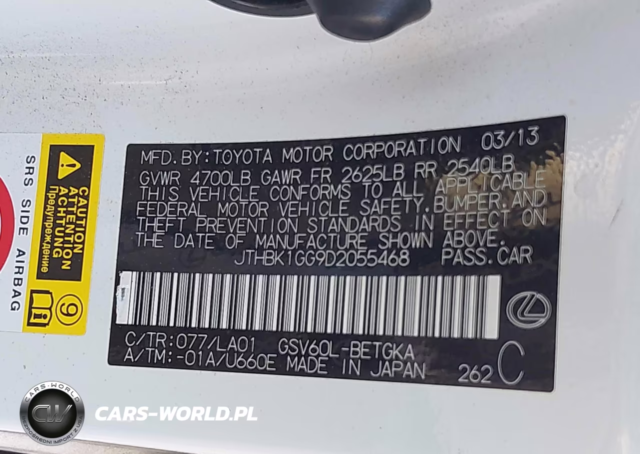 2013 Lexus Es 350 VIN:JTHBK1GG9D2055468 - 9
