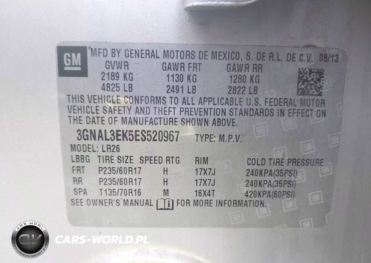 2014 Chevrolet Captiva Sport Fleet Lt VIN:3GNAL3EK5ES520967 - 9