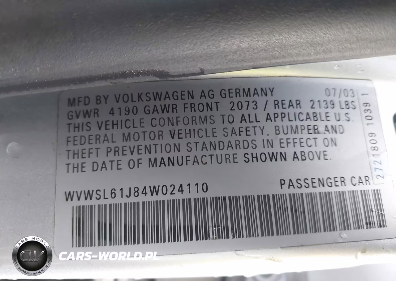 2004 Volkswagen Jetta Gls 2.0L VIN:WVWSL61J84W024110 - 9