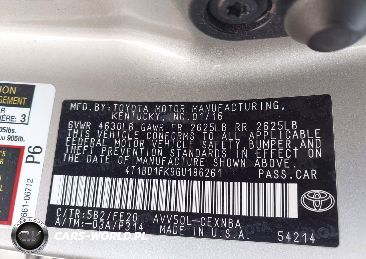2016 Toyota Camry Hybrid Le VIN:4T1BD1FK9GU186261 - 9