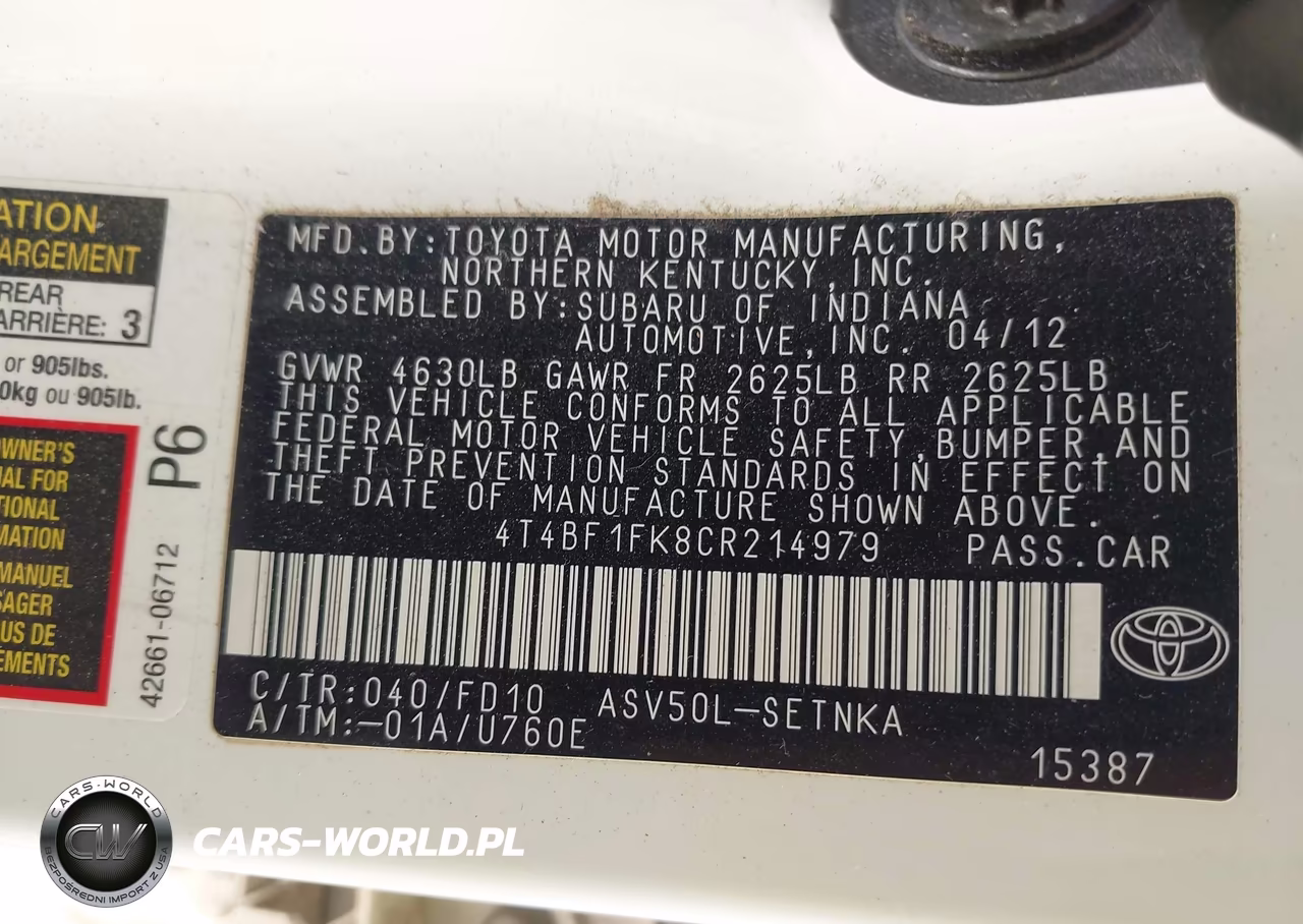 2012 Toyota Camry Le VIN:4T4BF1FK8CR214979 - 9