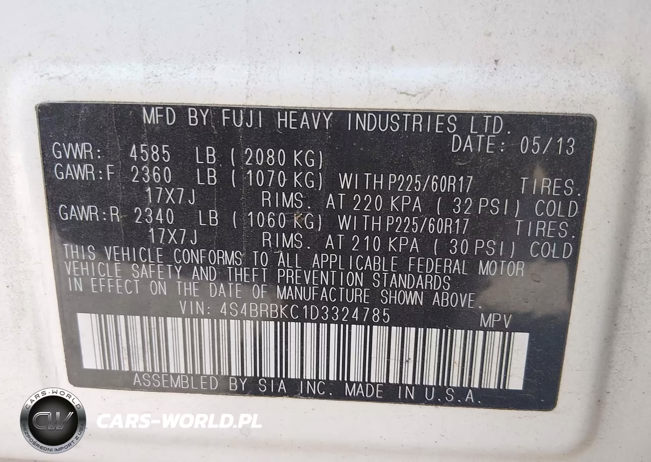 2013 Subaru Outback 2.5I Limited VIN:4S4BRBKC1D3324785 - 9