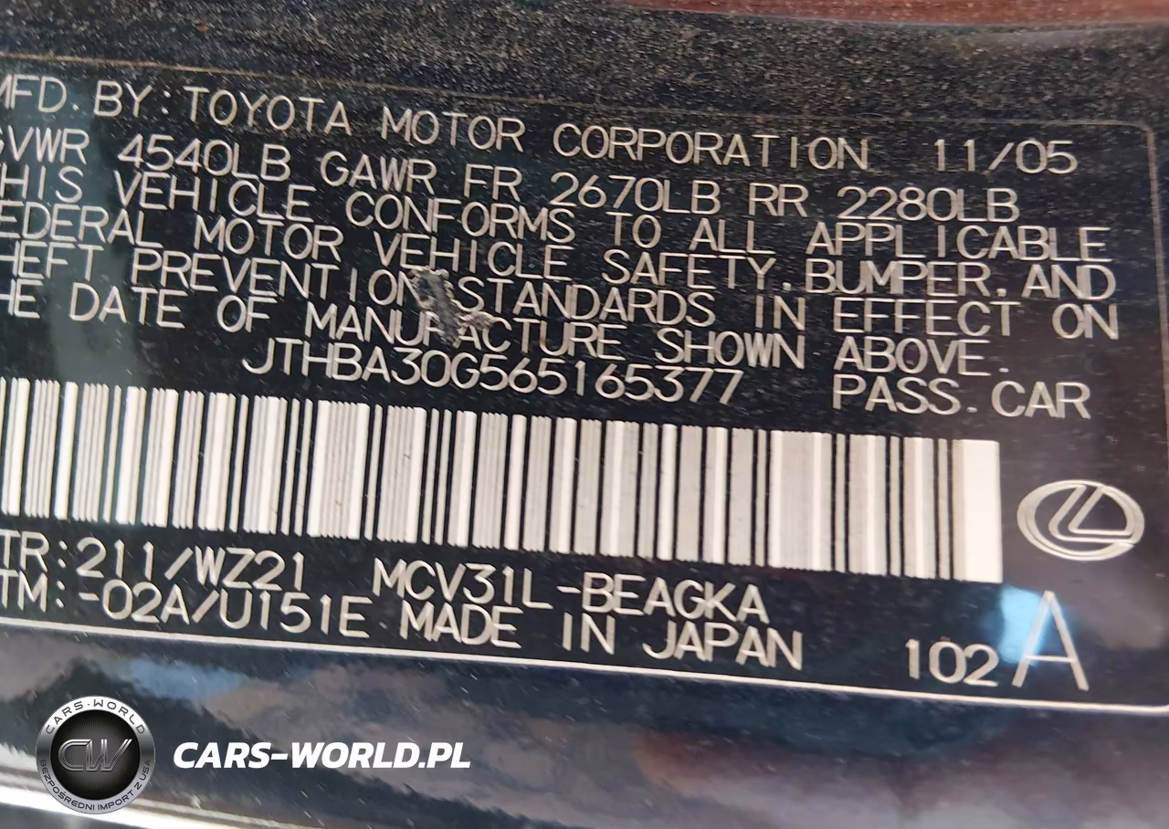2006 Lexus Es 330 VIN:JTHBA30G565165377 - 9