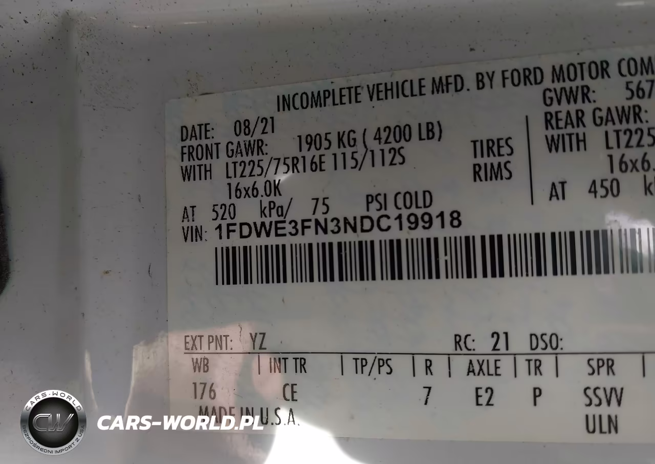 2022 Ford E-Series Cutaway VIN:1FDWE3FN3NDC19918 - 8