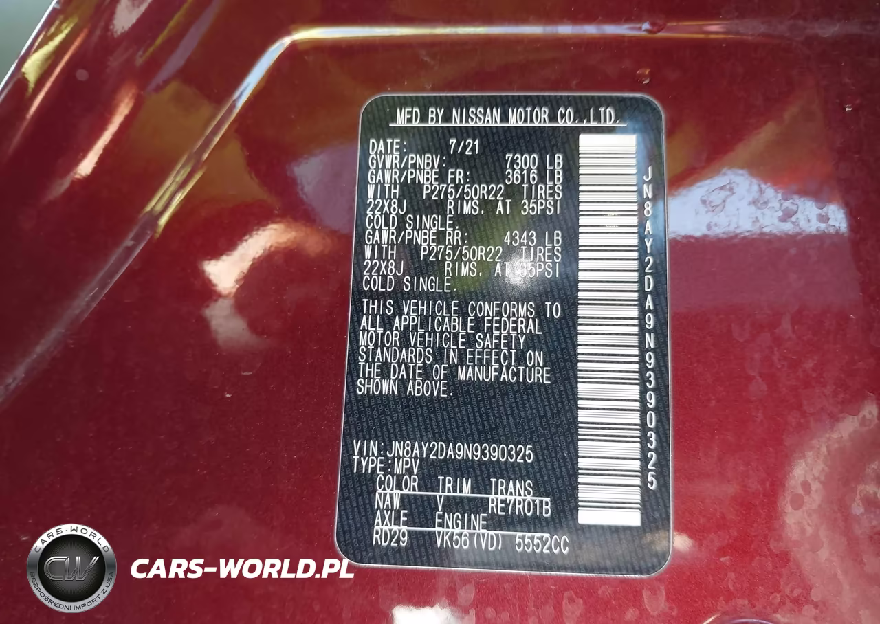 2022 Nissan Armada Platinum 2Wd VIN:JN8AY2DA9N9390325 - 9