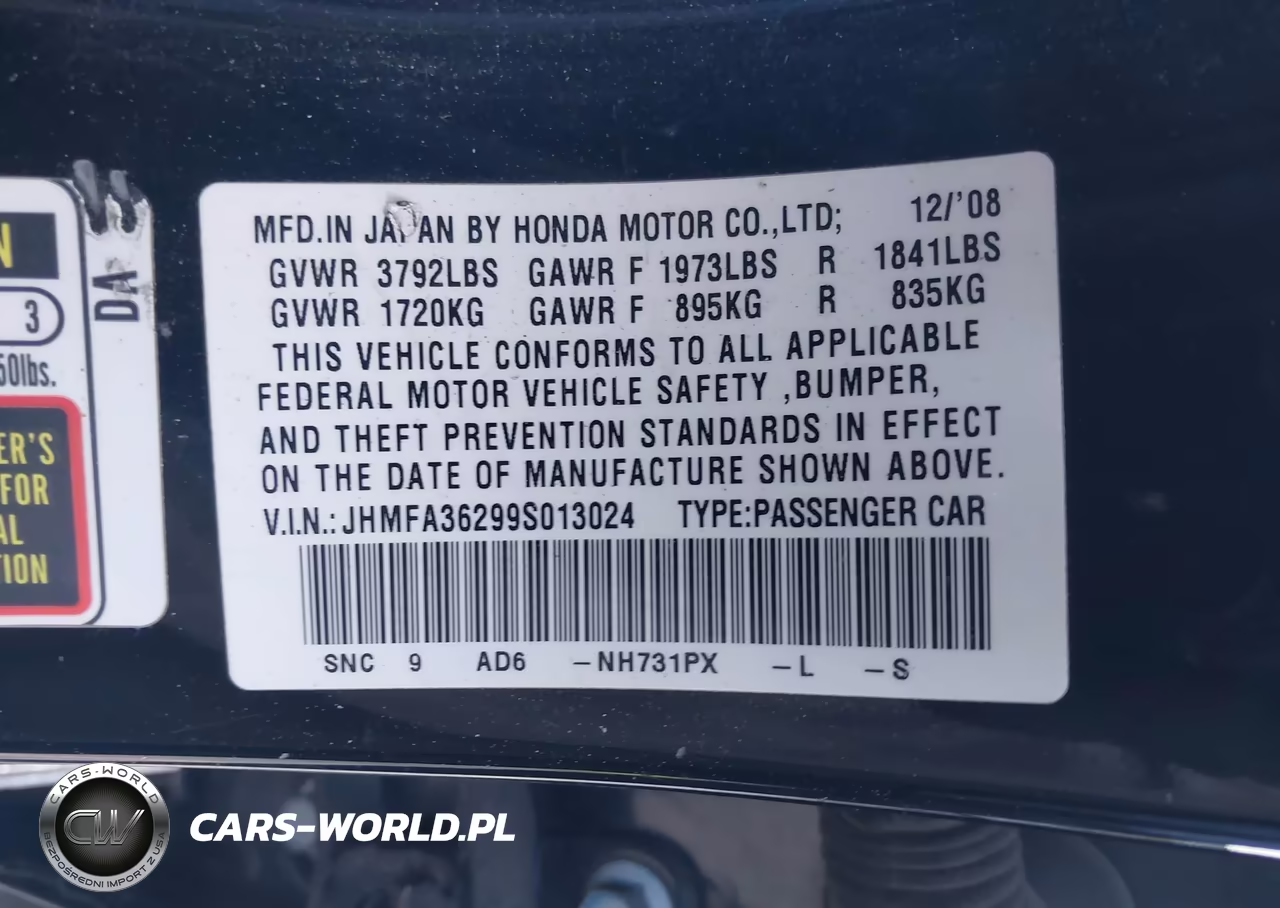 2009 Honda Civic Hybrid VIN:JHMFA36299S013024 - 9