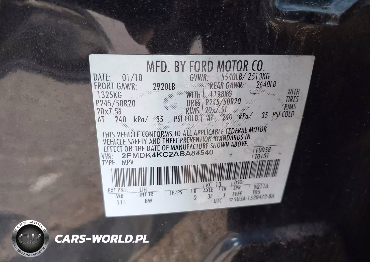 2010 Ford Edge Limited VIN:2FMDK4KC2ABA84540 - 9