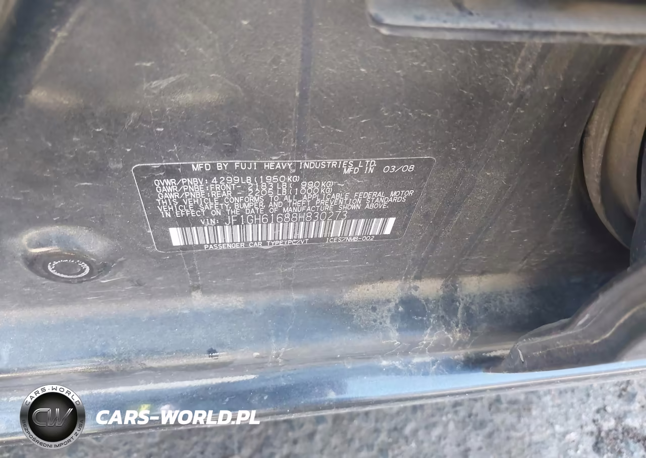2008 Subaru Impreza Wagon (Natl) I VIN:JF1GH61688H830273 - 9