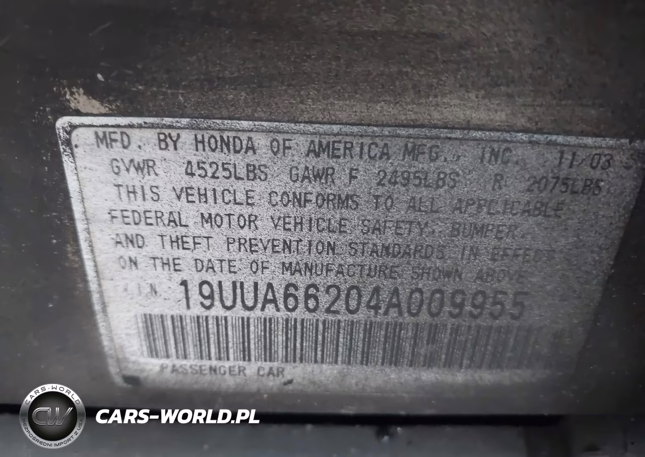 2004 Acura Tl VIN:19UUA66204A009955 - 9