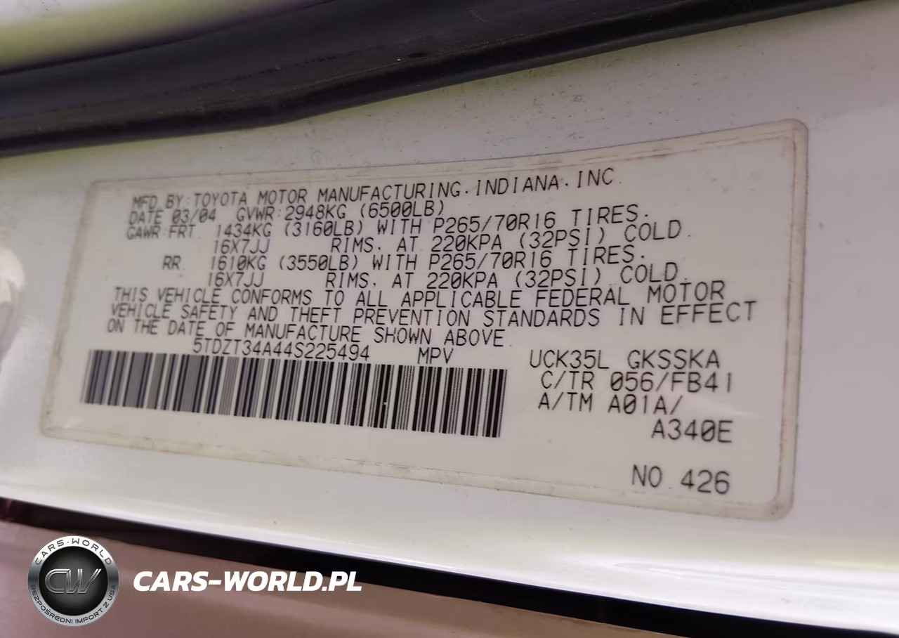 2004 Toyota Sequoia Sr5 V8 VIN:5TDZT34A44S225494 - 9