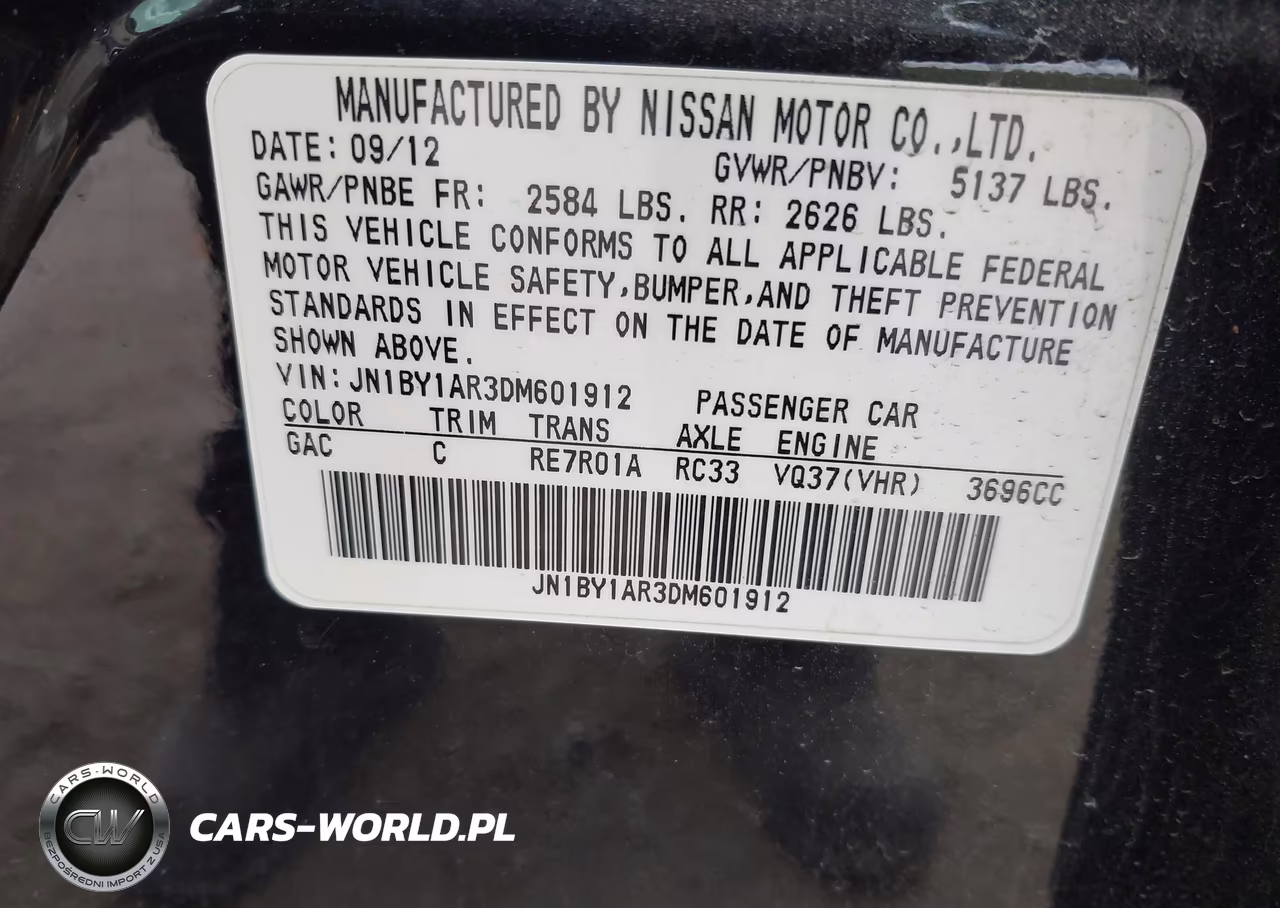 2013 Infiniti M37X VIN:JN1BY1AR3DM601912 - 9