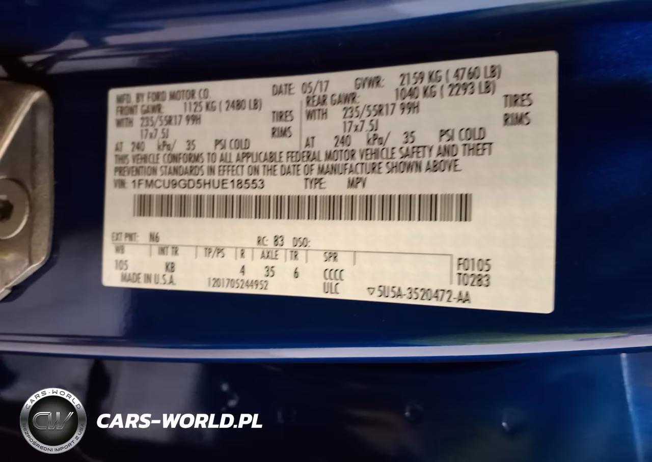 2017 Ford Escape Se VIN:1FMCU9GD5HUE18553 - 9