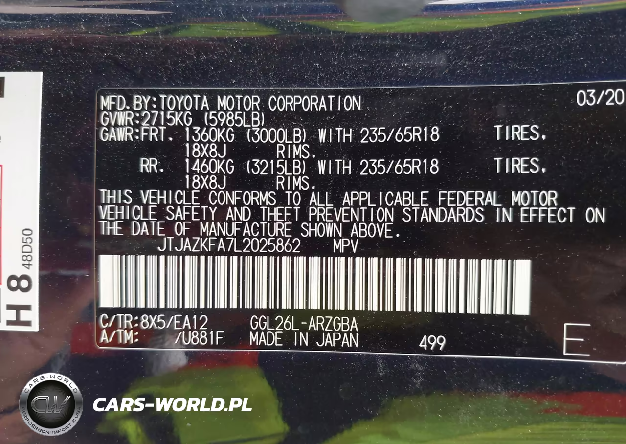 2020 Lexus Rx 350L VIN:JTJAZKFA7L2025862 - 9