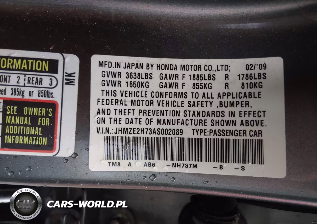 2010 Honda Insight Ex VIN:JHMZE2H73AS002089 - 9