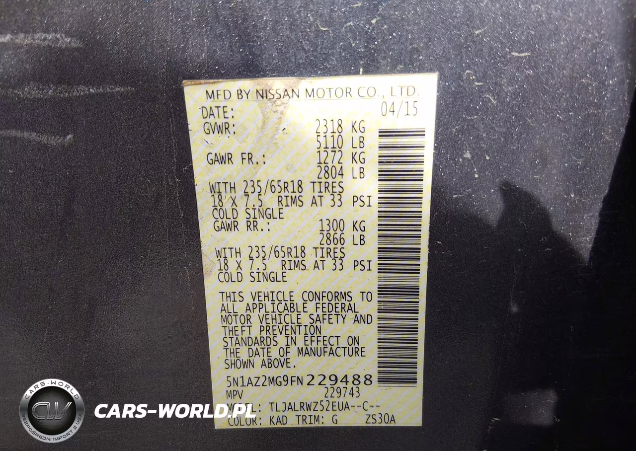 2015 Nissan Murano Sl VIN:5N1AZ2MG9FN229488 - 9