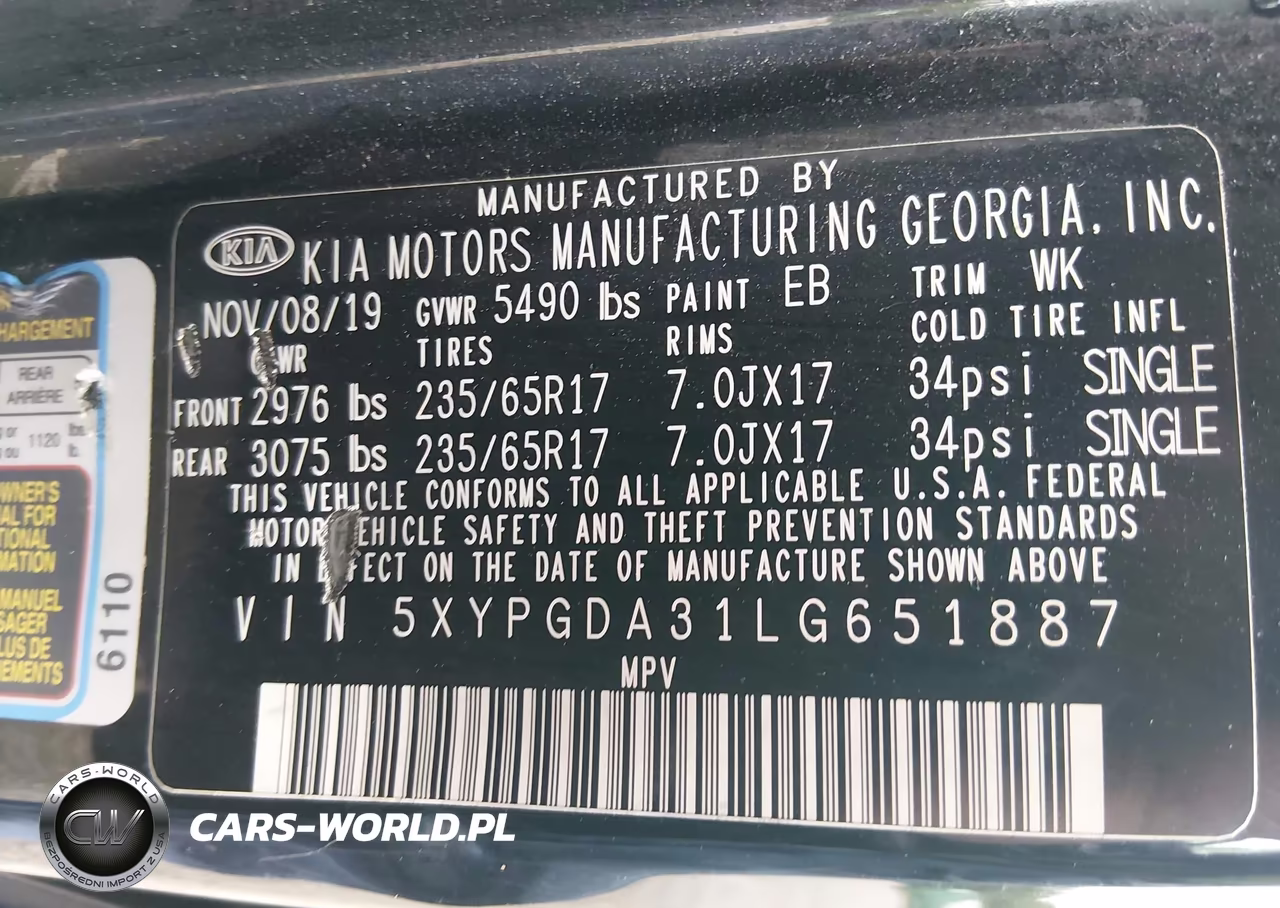 2020 Kia Sorento 2.4L Lx VIN:5XYPGDA31LG651887 - 9