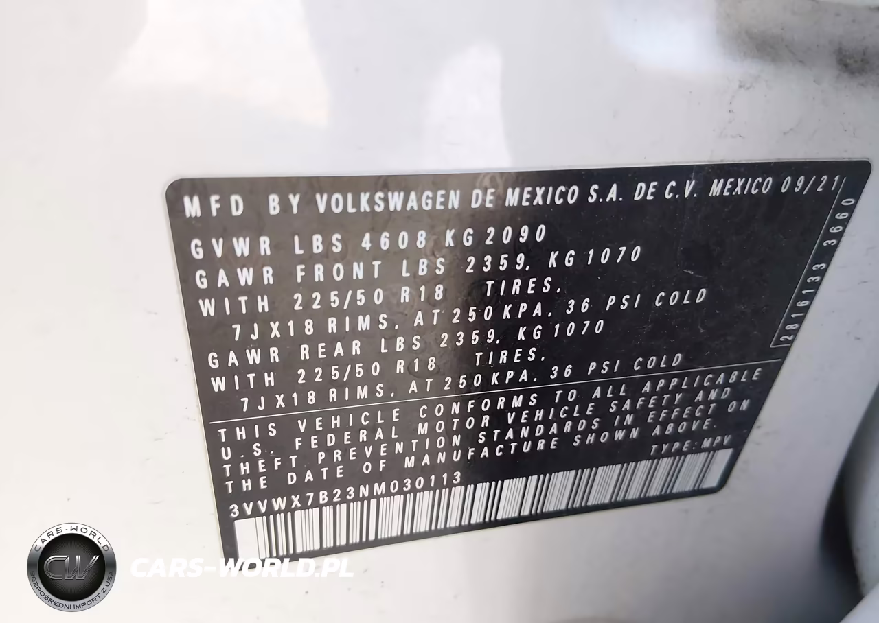 2022 Volkswagen Taos 1.5T Se VIN:3VVWX7B23NM030113 - 9