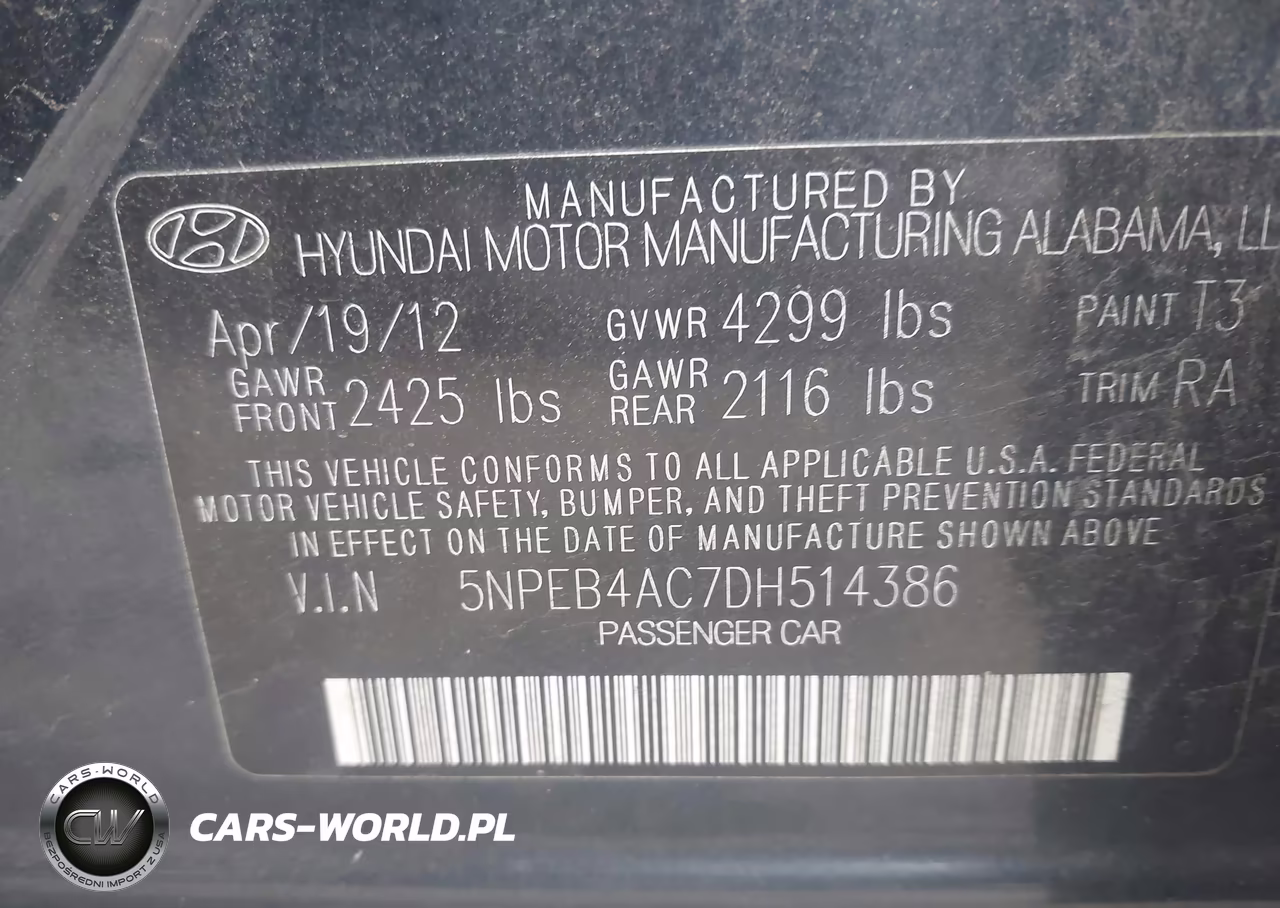 2013 Hyundai Sonata Gls VIN:5NPEB4AC7DH514386 - 9