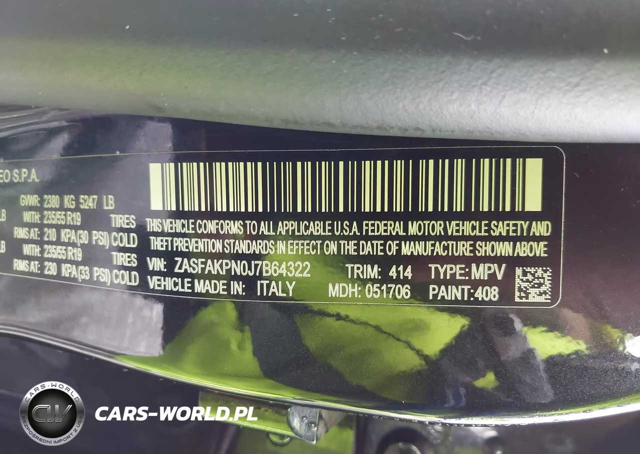 2018 Alfa Romeo Stelvio Sport VIN:ZASFAKPN0J7B64322 - 9