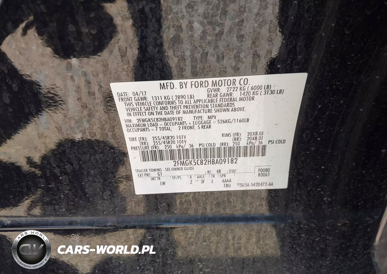 2017 Ford Flex Sel VIN:2FMGK5C82HBA09182 - 9