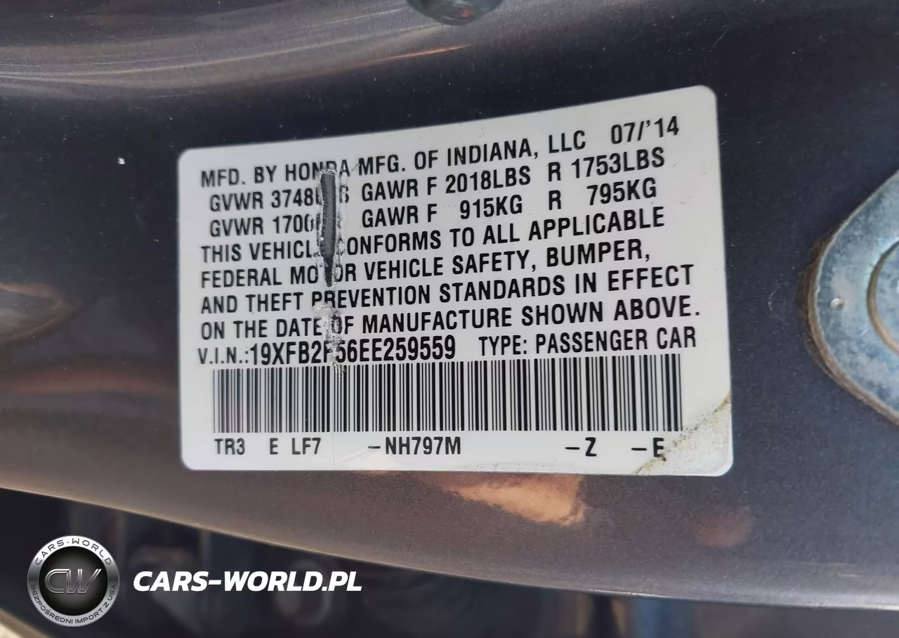 2014 Honda Civic Lx VIN:19XFB2F56EE259559 - 9