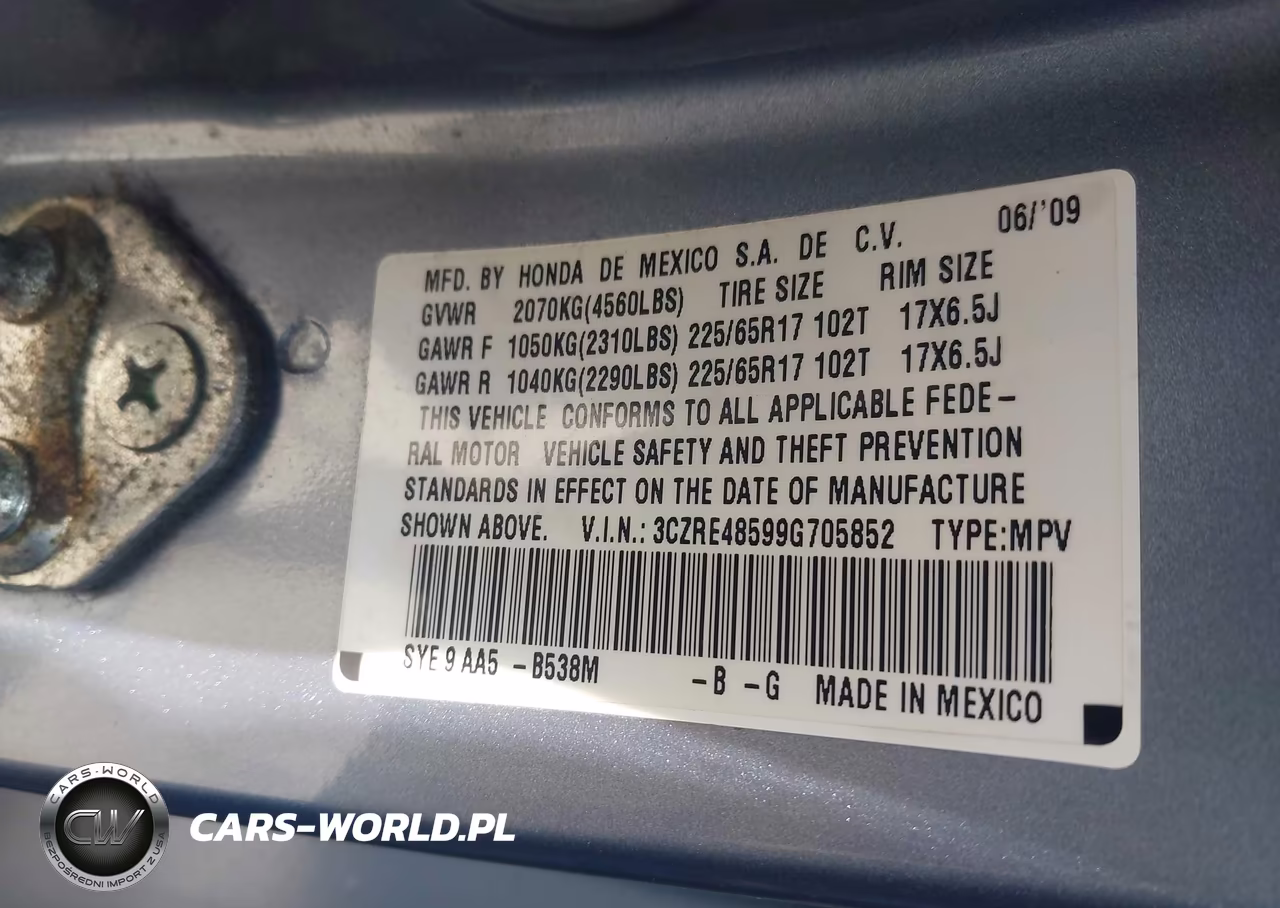 2009 Honda Cr-V Ex VIN:3CZRE48599G705852 - 9