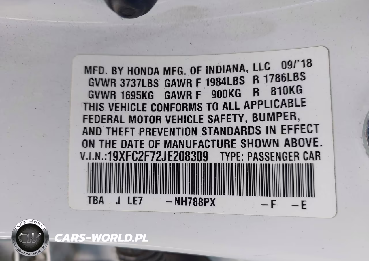 2018 Honda Civic Ex VIN:19XFC2F72JE208309 - 9